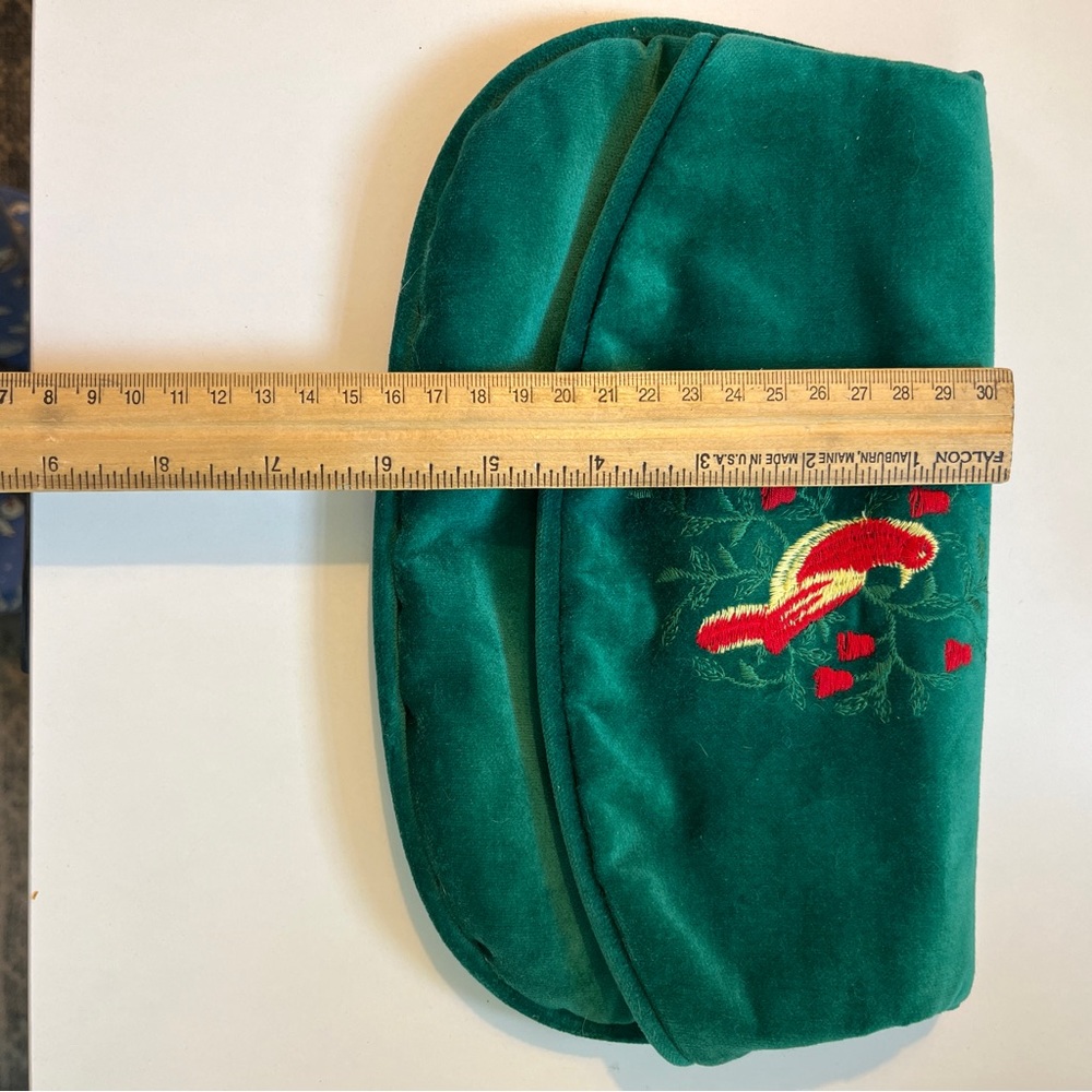 Vintage 1980s rare Jeannie Bouchever Embroidered Green Clutch - Picture 5 of 5